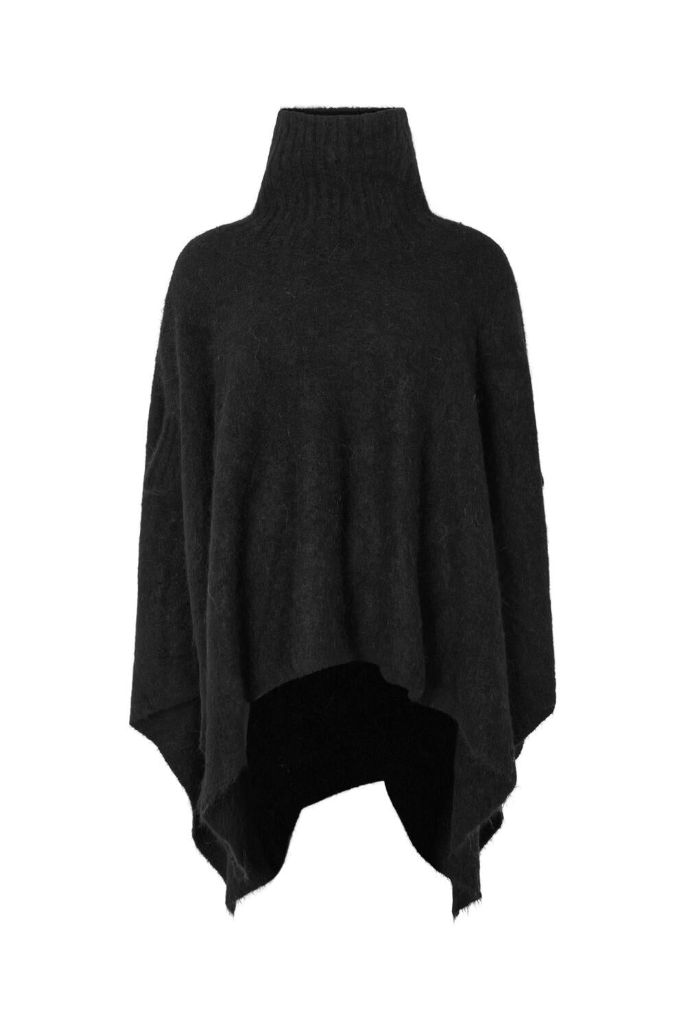 Dede fluffy knit poncho - Sort